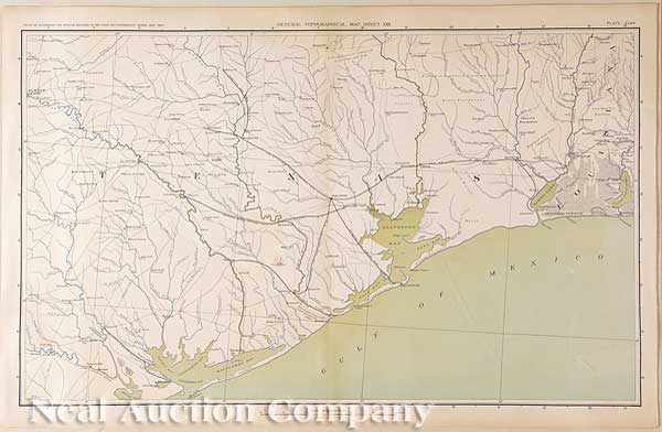 Appraisal: Map of the Coast of Louisiana and Texas Topographical Map