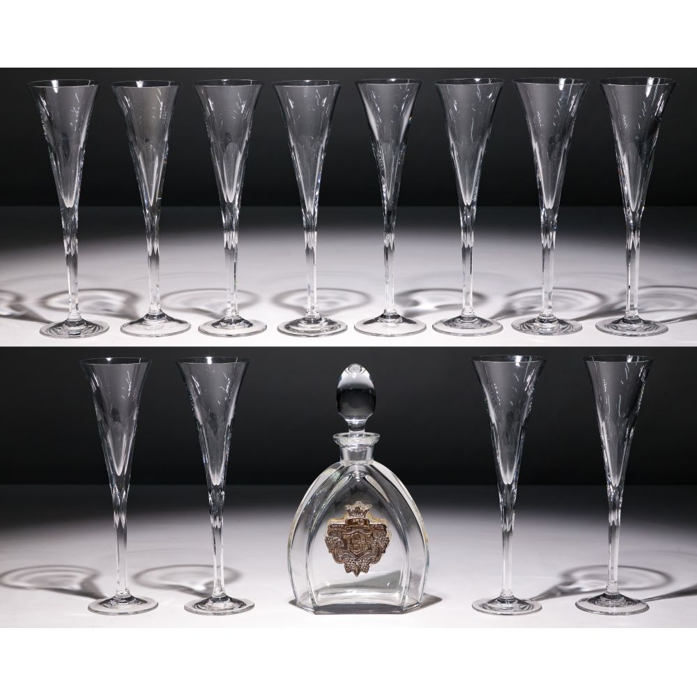 Appraisal: CRYSTAL ASSORTMENT items including an Atlantis decanter having silver metal