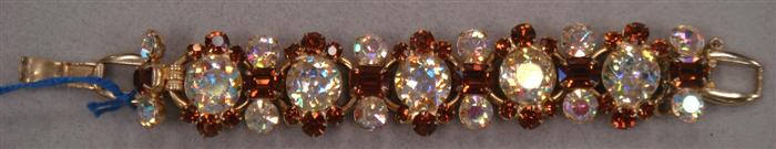 Appraisal: Bracelet with large iridescent and amber stones Estimate -