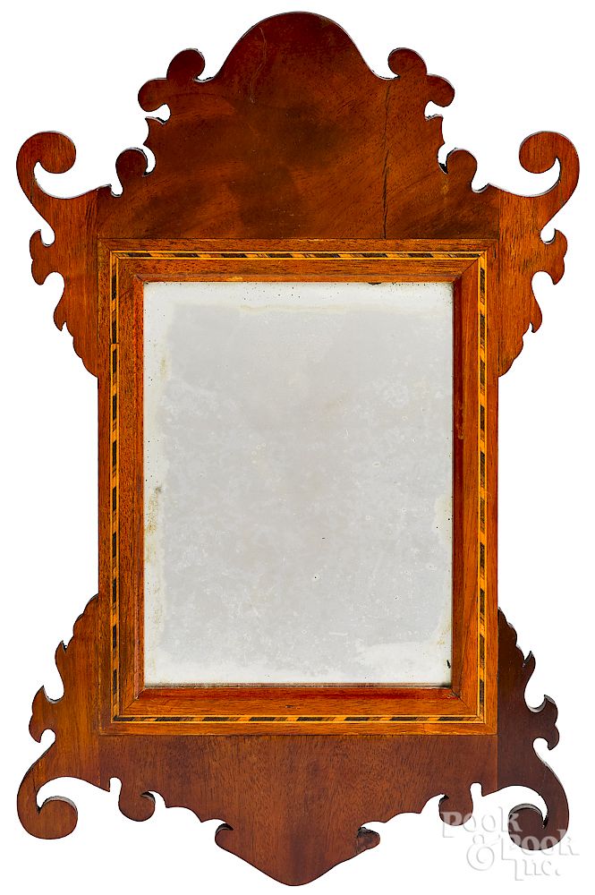 Appraisal: Miniature Chippendale mahogany looking glass Exclusive on Bidsquare Miniature Chippendale