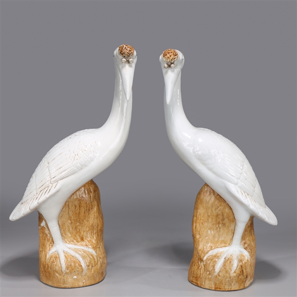 Appraisal: Pair of Chinese porcelain crane statues overall good condition minor