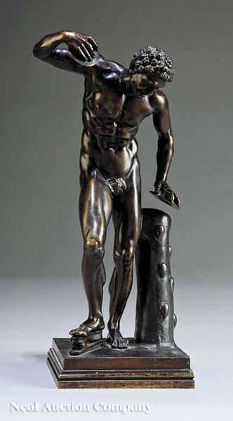 Appraisal: A Continental Bronze of a Dancing Faun with Cymbals early