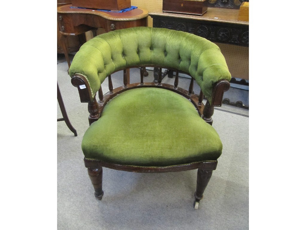 Appraisal: Victorian mahogany tub shaped armchair