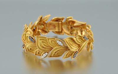 Appraisal: A French Gold Sapphire and Diamond Bracelet k yellow gold