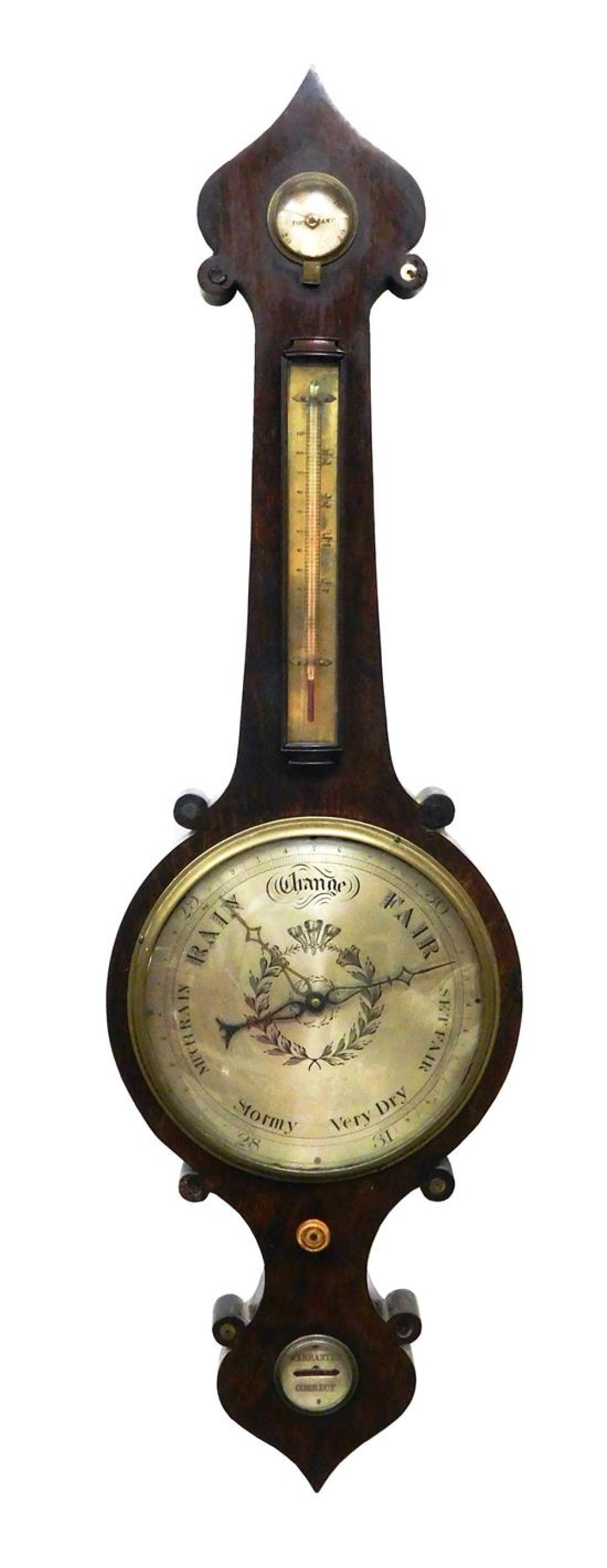 Appraisal: Banjo wall barometer th C English rosewood onion form top