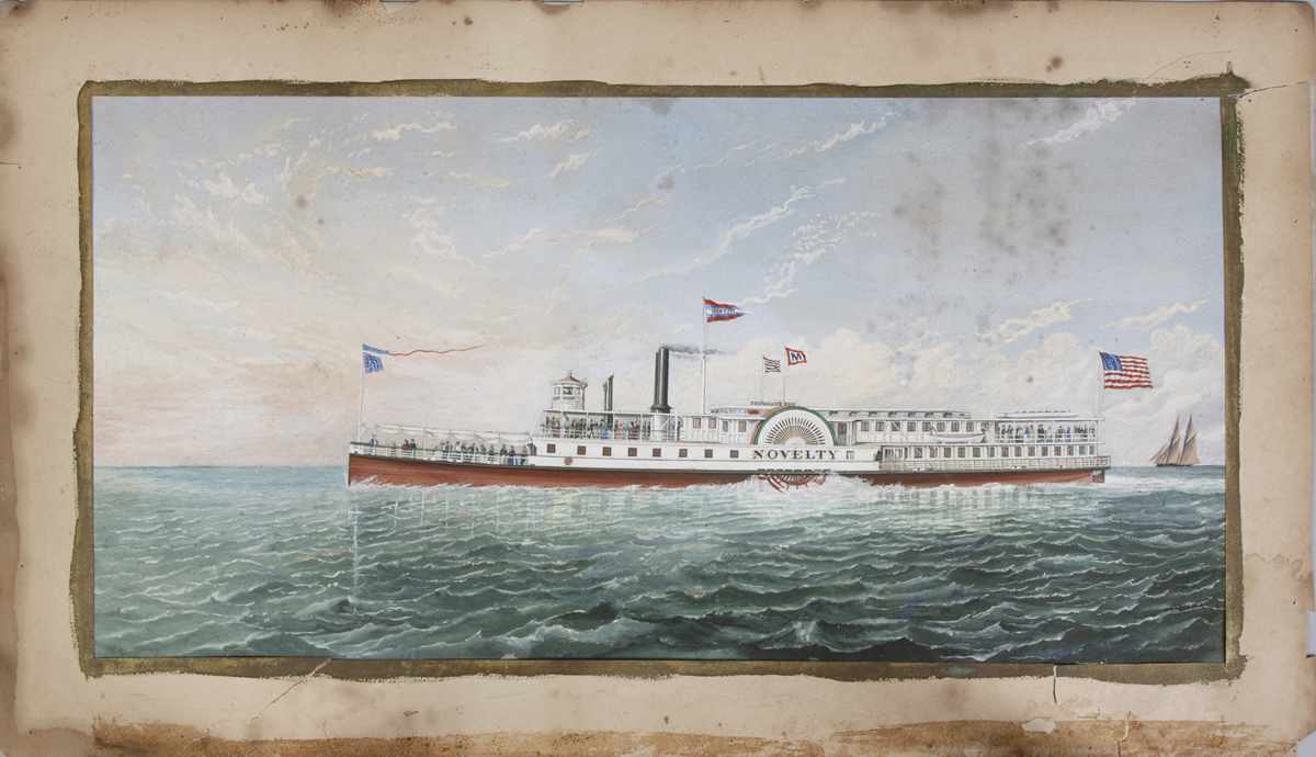 Appraisal: th Cent Unsigned W C Gouache ''Novelties'' Depicting side-wheeler w