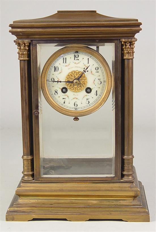 Appraisal: French Brass Carriage Clock Early th Century Beveled glass panels