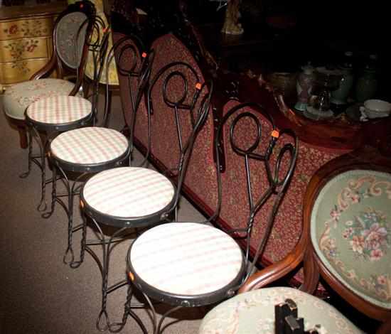 Appraisal: Set of four painted iron bent wire side chairs Estimate