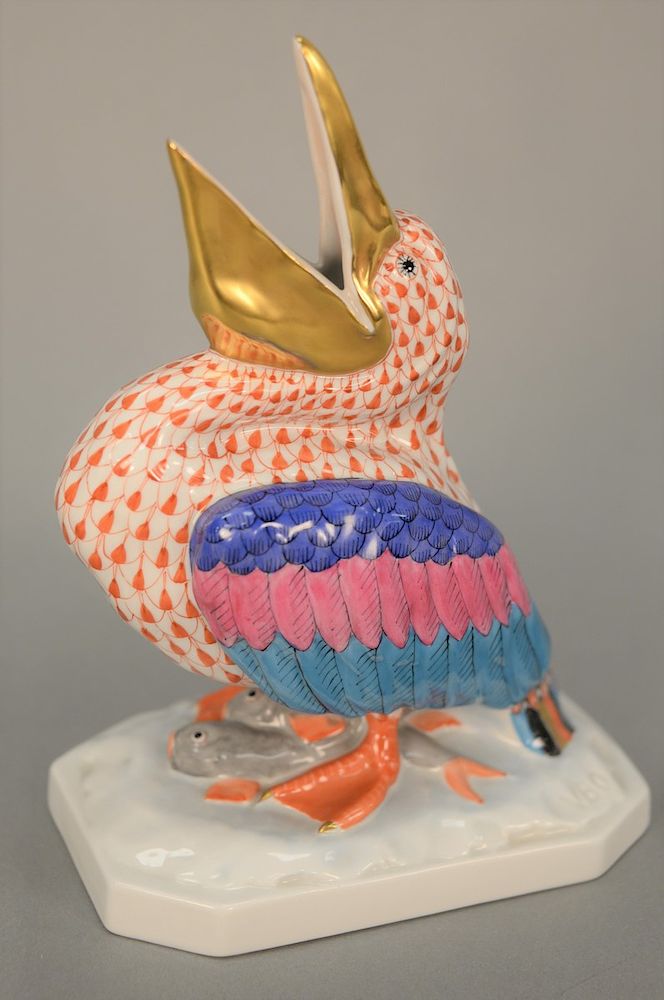 Appraisal: Herend porcelain pelican figurine marked Herend Ht in Herend porcelain