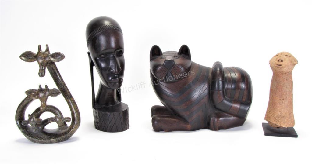 Appraisal: Group of African Decorative Accessories four total including ebony carved