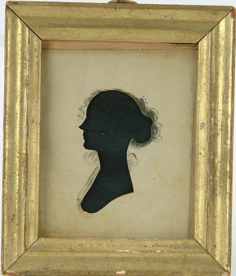 Appraisal: HOLLOW CUT SILHOUETTE OF WOMAN Back labeled Sister of Charles