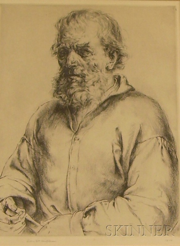 Appraisal: Framed Drypoint Etching of a Bearded Man by Arthur William