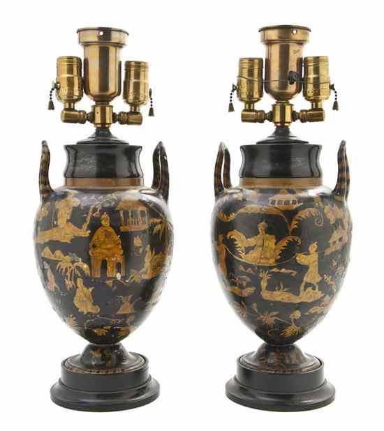 Appraisal: A Pair of Continental Terracotta Vases each of handled baluster