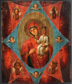 Appraisal: LARGE RUSSIAN ICON UNBURNT THORNBUSH TH C A LARGE RUSSIAN