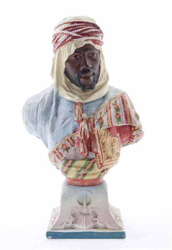 Appraisal: A Continental Orientalist Bisque Bust depicting an Arab man with