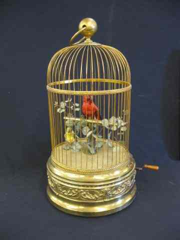 Appraisal: Victorian Double Birds in Cage Music Box large model working