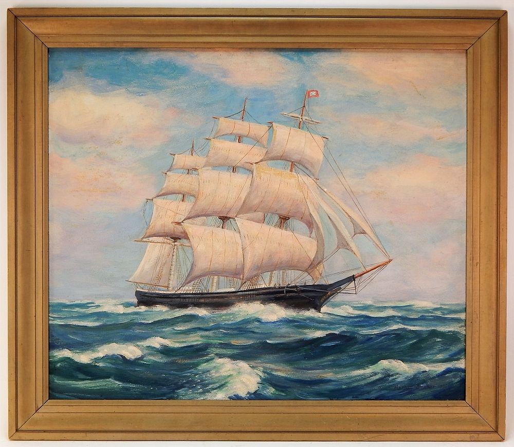 Appraisal: Harold Dunbar Maritime Sailing Vessel Painting Harold Dunbar Massachusetts -