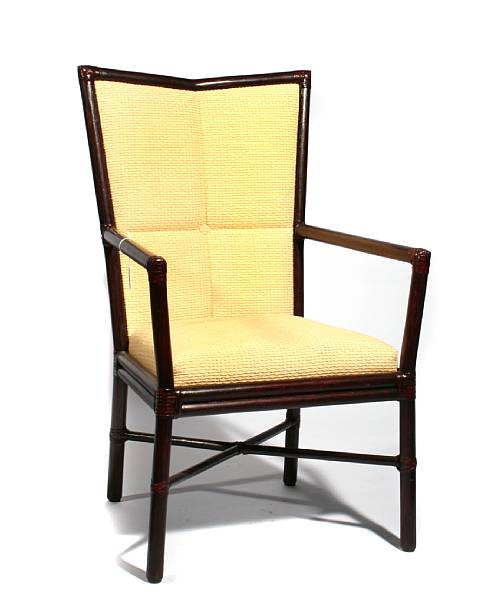 Appraisal: A group of three Orlando Diaz-Azcuy rattan Petite Cambria armchairs