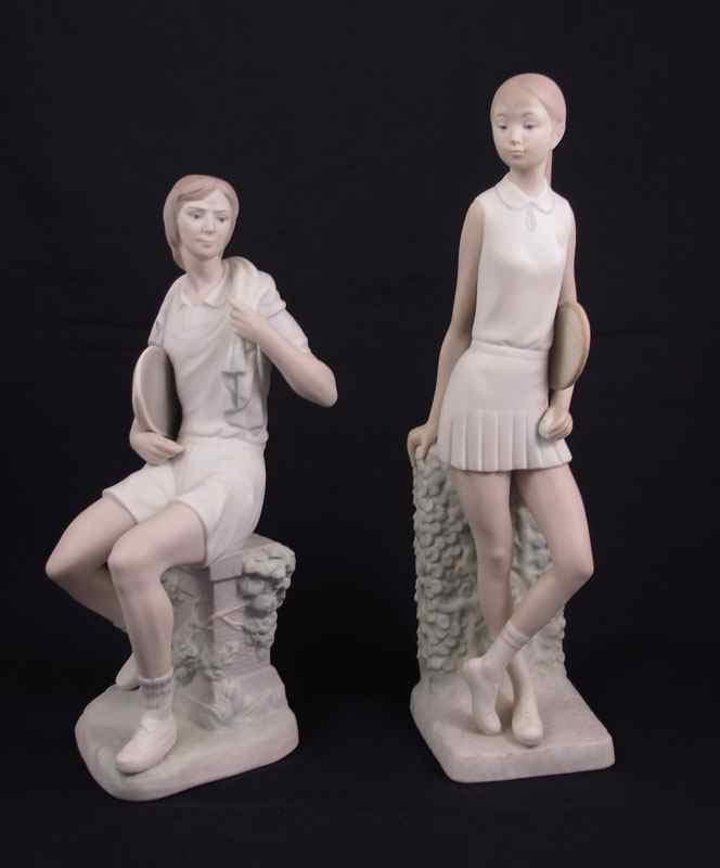 Appraisal: LLADRO TENNIS PLAYERS ''Tennis Player Girl'' matte finish issued retired