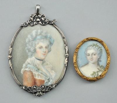 Appraisal: Two Miniature Portrait Paintings Including a portrait of a lady