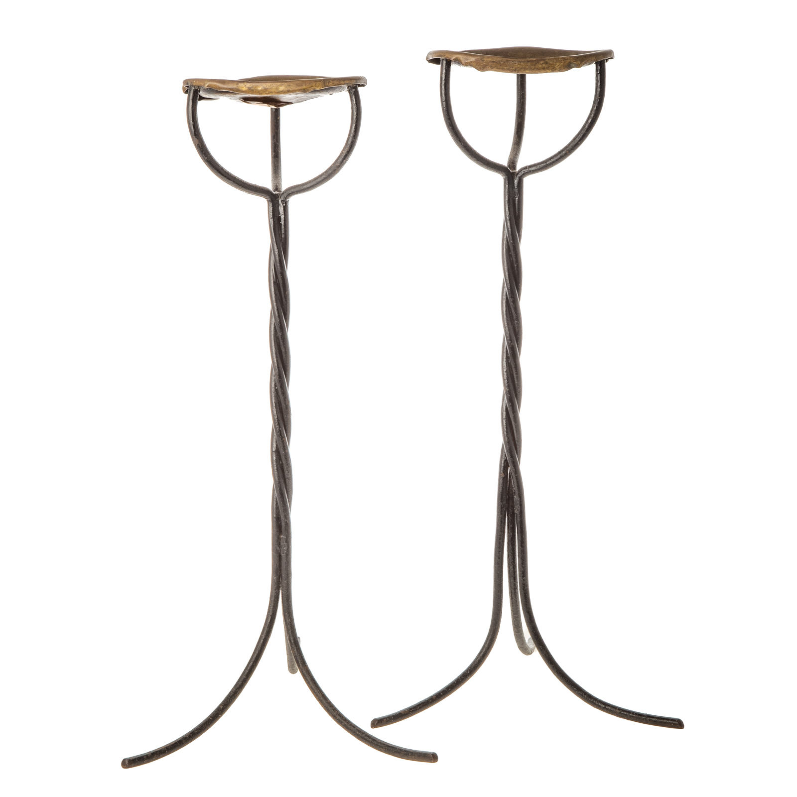 Appraisal: A PAIR OF JEAN MICHEL FRANK STYLE STANDS Bronze top