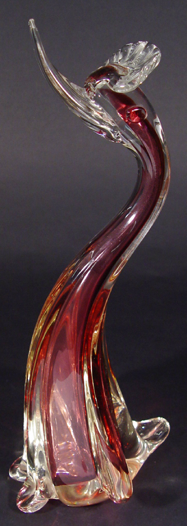 Appraisal: Large Murano red and clear glass bird cm high