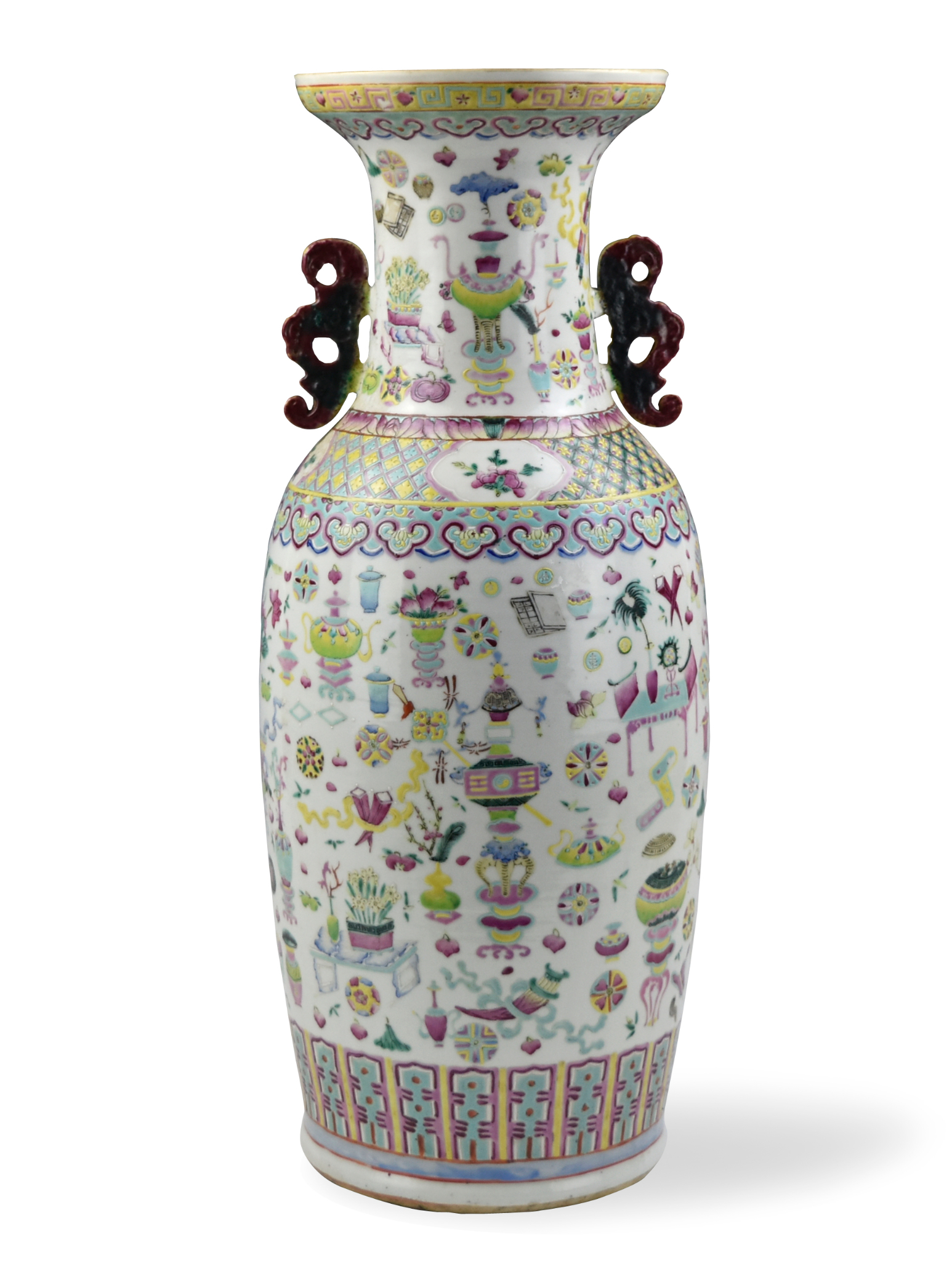 Appraisal: A Chinese th C porcelain famille rose vase of elongated