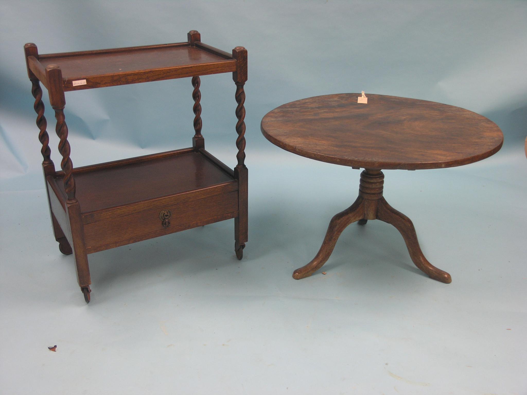 Appraisal: A Chippendale-period mahogany tripod table circular top ft in -