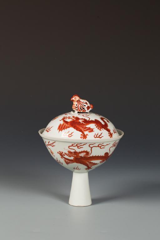 Appraisal: A LARGE CHINESE STEM CUP AND COVER enamelled in iron