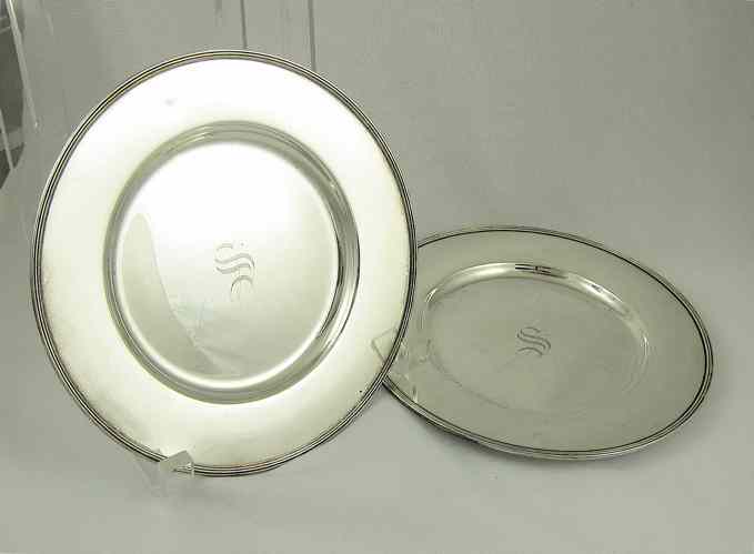 Appraisal: PAIR GORHAM STERLING SILVER PLATES pattern A Diameter inches Total