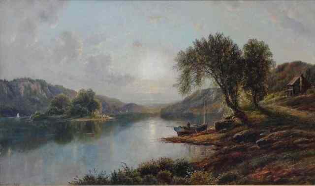 Appraisal: LEWIS Edmund D O C Landscape with Lake andBoats Signed