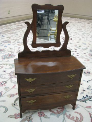 Appraisal: Pine walnut finish three drawer dresser base with mirror overall