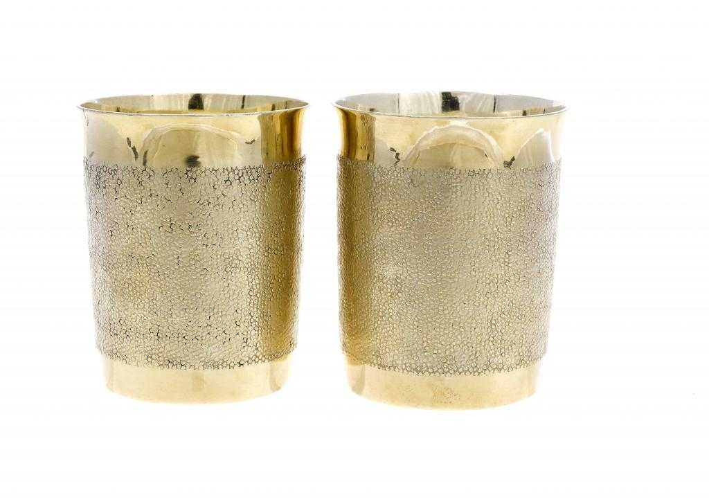 Appraisal: A PAIR OF GEORGE III SILVER GILT BEAKERS with wide