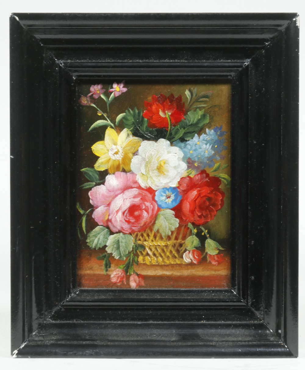 Appraisal: MINIATURE DUTCH STYLE FLORAL STILL LIFE A Blaze of Richly