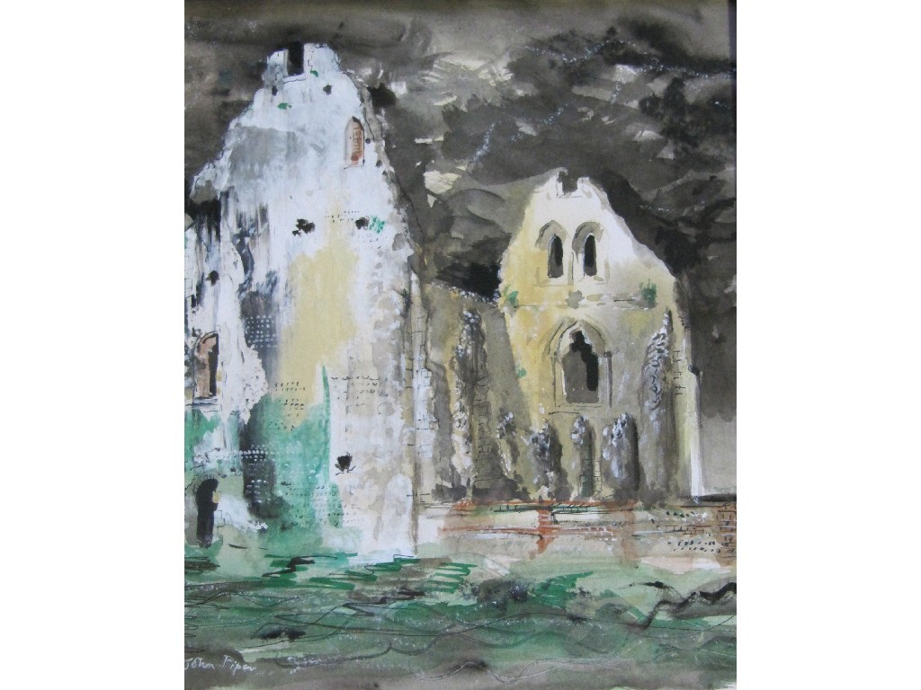 Appraisal: JOHN PIPER - Watercolour of a ruined priory signed x