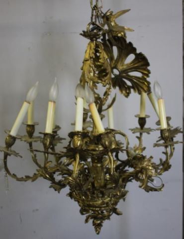 Appraisal: Large Rococo Style Bronze Chandelier With arms From a Bridgeport