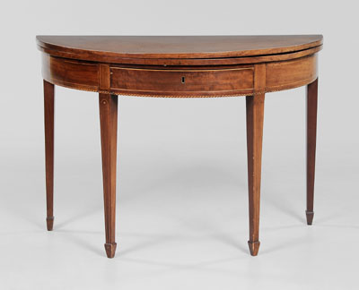 Appraisal: Hepplewhite Inlaid Mahogany Table British circa figured mahogany with mixed