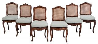 Appraisal: Set of Six Provincial Louis XV Carved and Caned Side