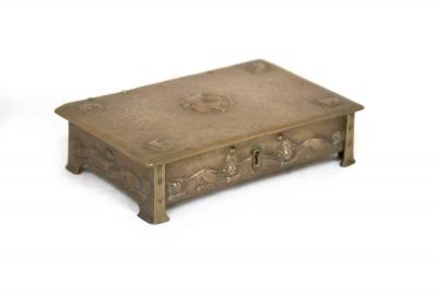 Appraisal: A brass Arts and Crafts box the cover with central