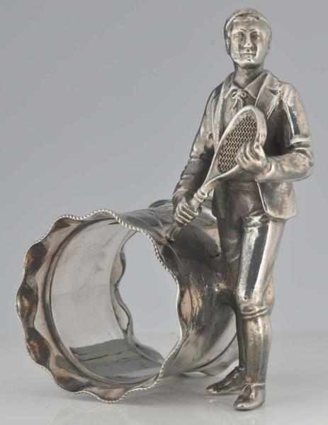 Appraisal: Male Tennis Player Figural Napkin Ring By Meriden Britannia Co