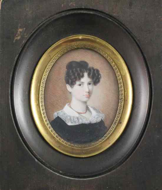 Appraisal: Victorian School oil on ivory Miniature of a lady wearing