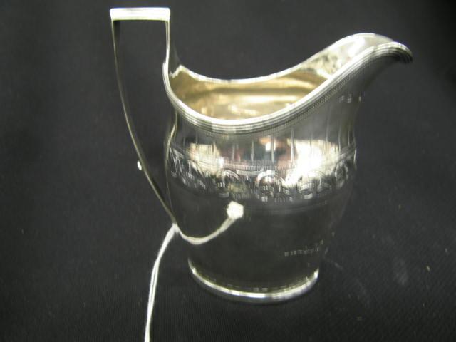 Appraisal: Georgian English Sterling Silver Milk Pitcher fine engraving hallmarked