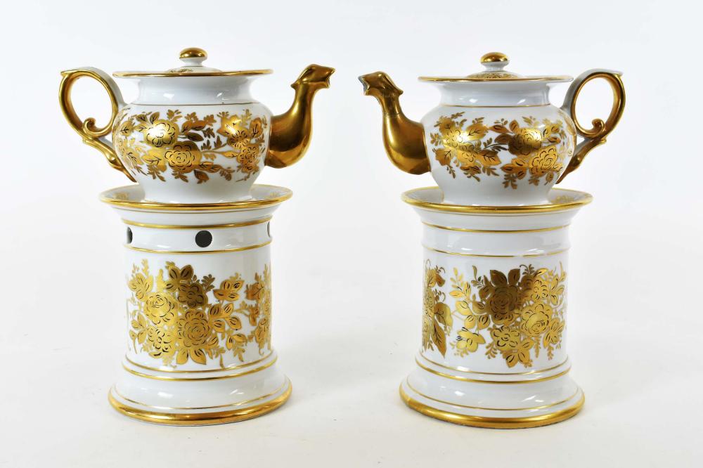 Appraisal: PAIR OF PARIS PORCELAIN GILT DECORATED VEILLEUSE th Century Each