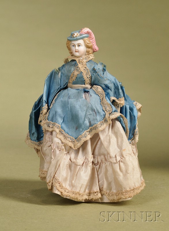 Appraisal: Small Parian Lady with Molded Plumed Hat Germany c untinted