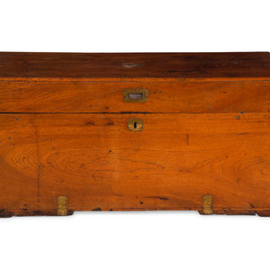 Appraisal: An English Brass Mounted Elm Campaign Trunk th Century Height