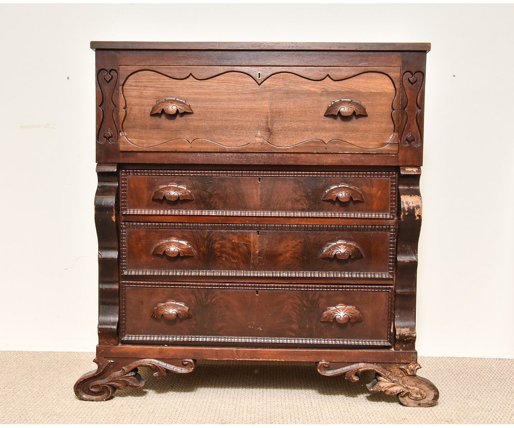 Appraisal: Empire Mahogany Butler's Desk Empire mahogany butler's desk circa h