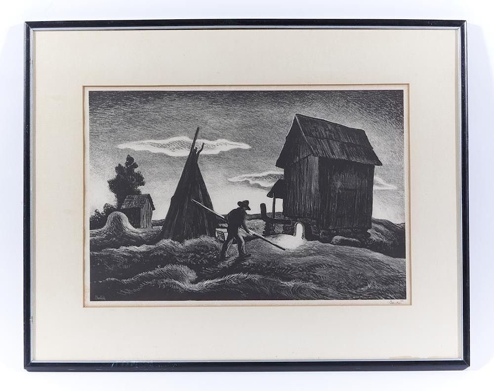 Appraisal: Thomas Hart Benton lithograph Night Firing Thomas Hart Benton lithograph