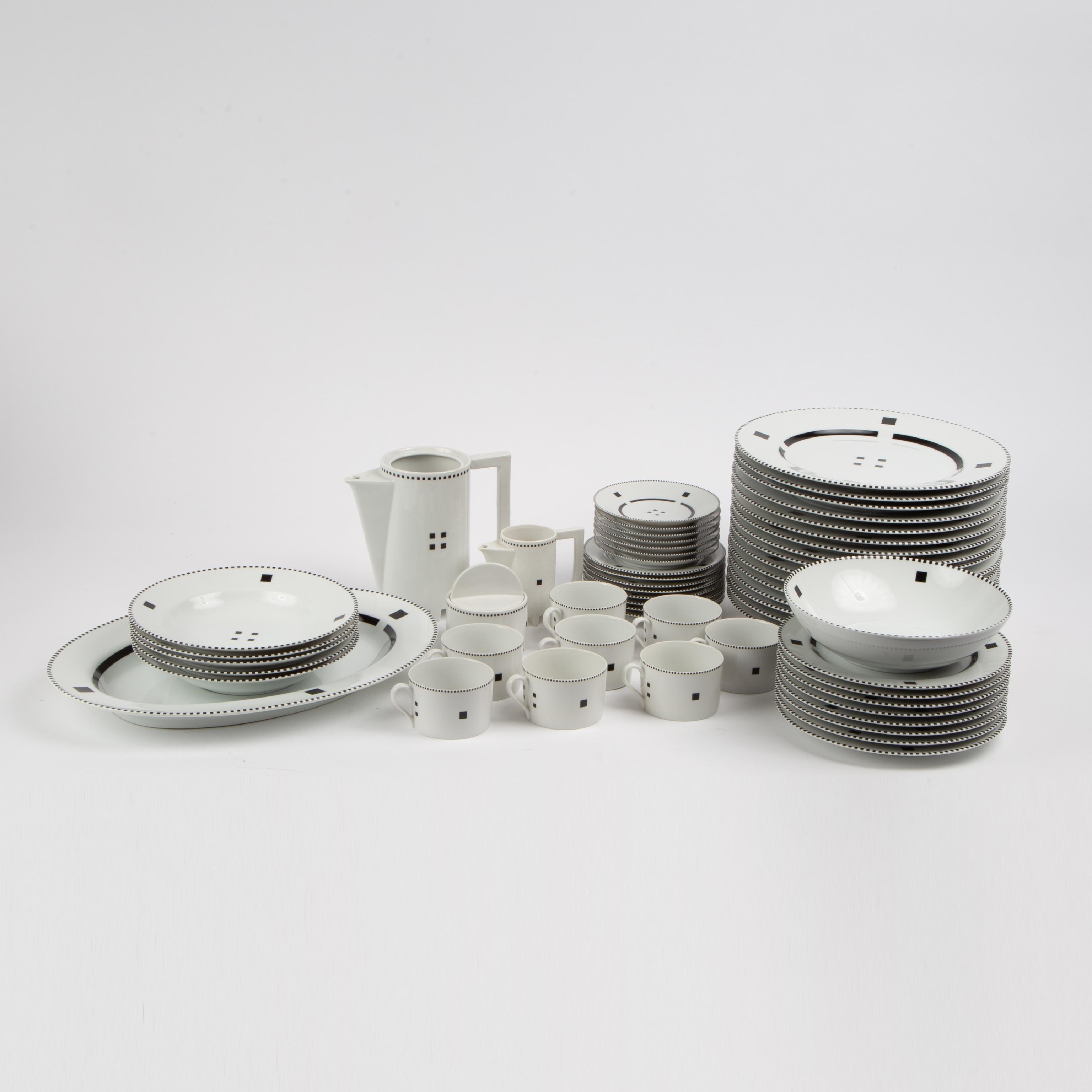 Appraisal: SWID POWELL 'TUXEDO' -PIECE DINNERWARE SET A set of Tuxedo