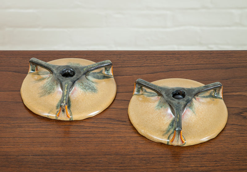 Appraisal: PAIR OF FULPER POTTERY CANDLE HOLDERS Marked x x in