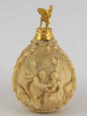 Appraisal: A th century European carved ivory perfume bottle with high